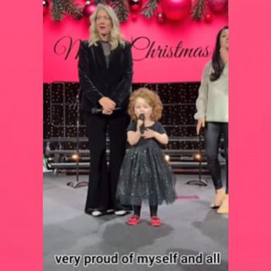 PHOTO: Brenna Massa’s daughter Stori, 4, stole the show at the end of her school’s Christmas program when she took the mic on stage and started sharing a story.