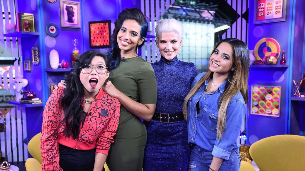 PHOTO: Rapper Awkwafina, TV personality Nessa, comedian Carly Aquilino, and singer-songwriter Becky G perform on MTV's "Girl Code Live" at MTV Studios, Oct. 5, 2015, in New York.