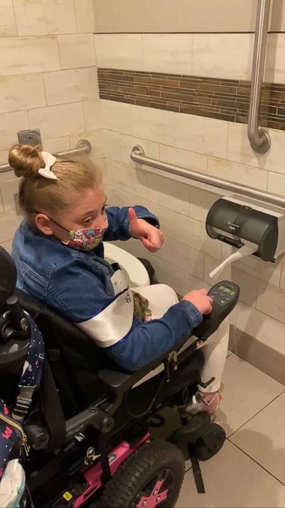 PHOTO: A 12-year-old girl named Zoey Harrison from Michigan is fighting for new legislation to make public restrooms more handicapped accessible.