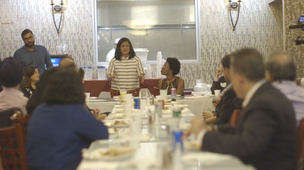 PHOTO: Democratic congressional candidate Lauren Underwood and Rep. Pramila Jayapal host a roundtable near Naperville, Illinois.