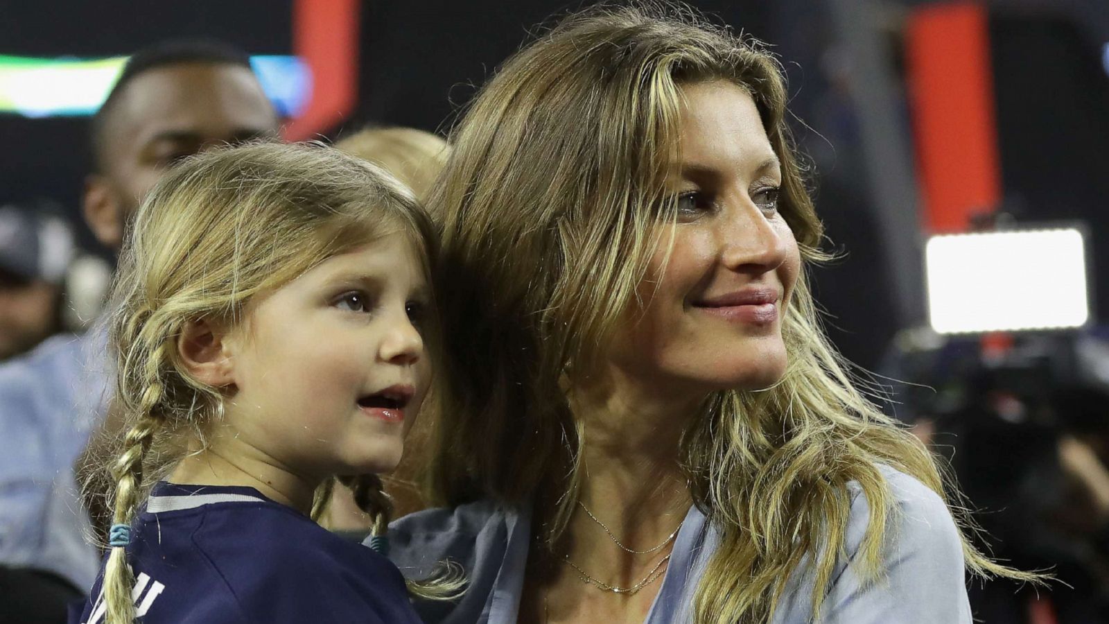 PHOTO: Gisele Bundchen celebrates with daughter Vivian Brady after the New England Patriots defeated the Atlanta Falcons during Super Bowl 51 at NRG Stadium in Houston, Feb. 5, 2017,