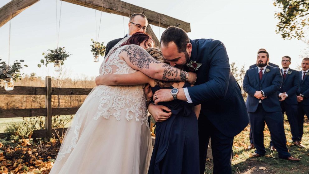 PHOTO: Jimmy Gisondi read vows to 9-year-old Olivia Jewart as he married her mother, Kelsea Jewart Gisondi on Nov. 2, 2019.