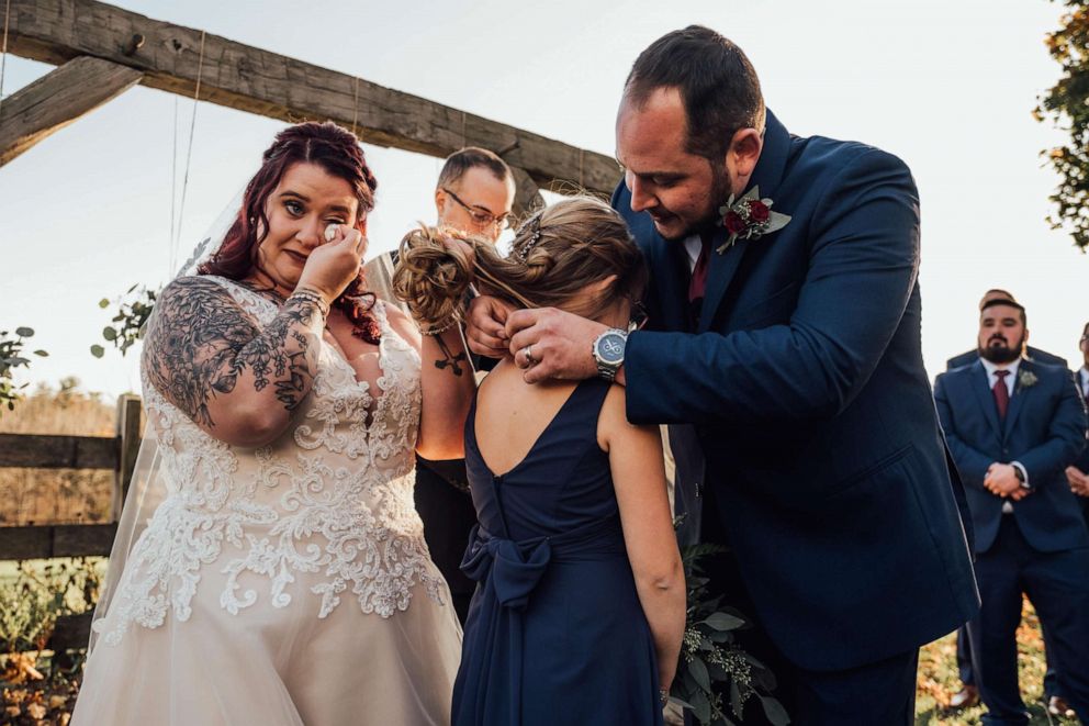 PHOTO: There was not a dry eye in the crowd as Jimmy Gisondi read vows to 9-year-old Olivia Jewart as he married her mother, Kelsea Jewart Gisondi on Nov. 2, 2019.