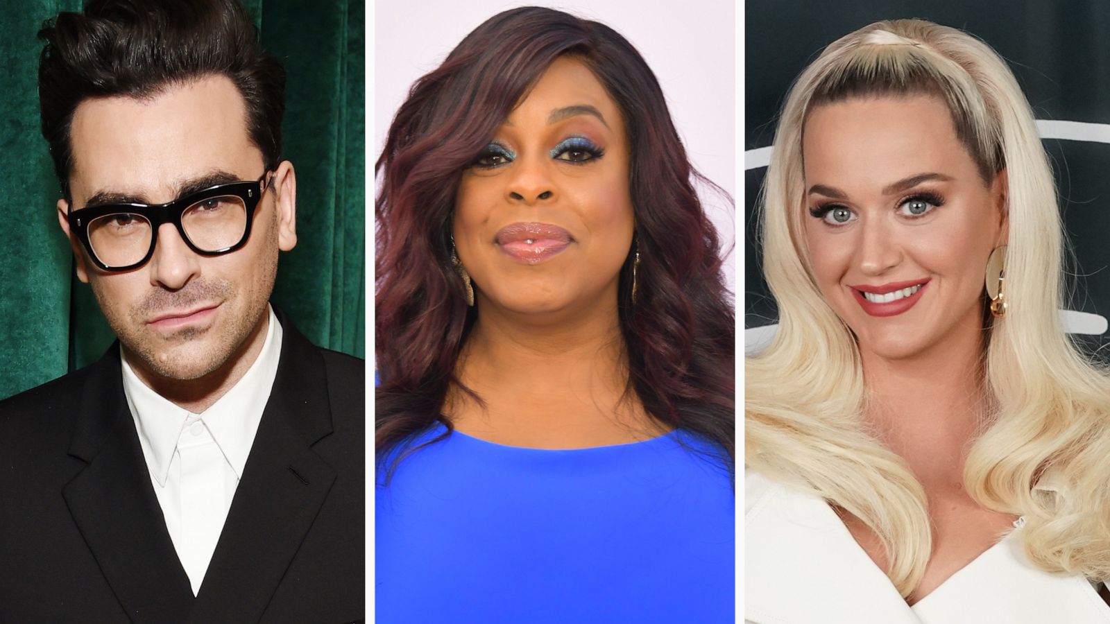 PHOTO: Dan Levy, Niecy Nash, and Katy Perry are pictured in a composite file image.