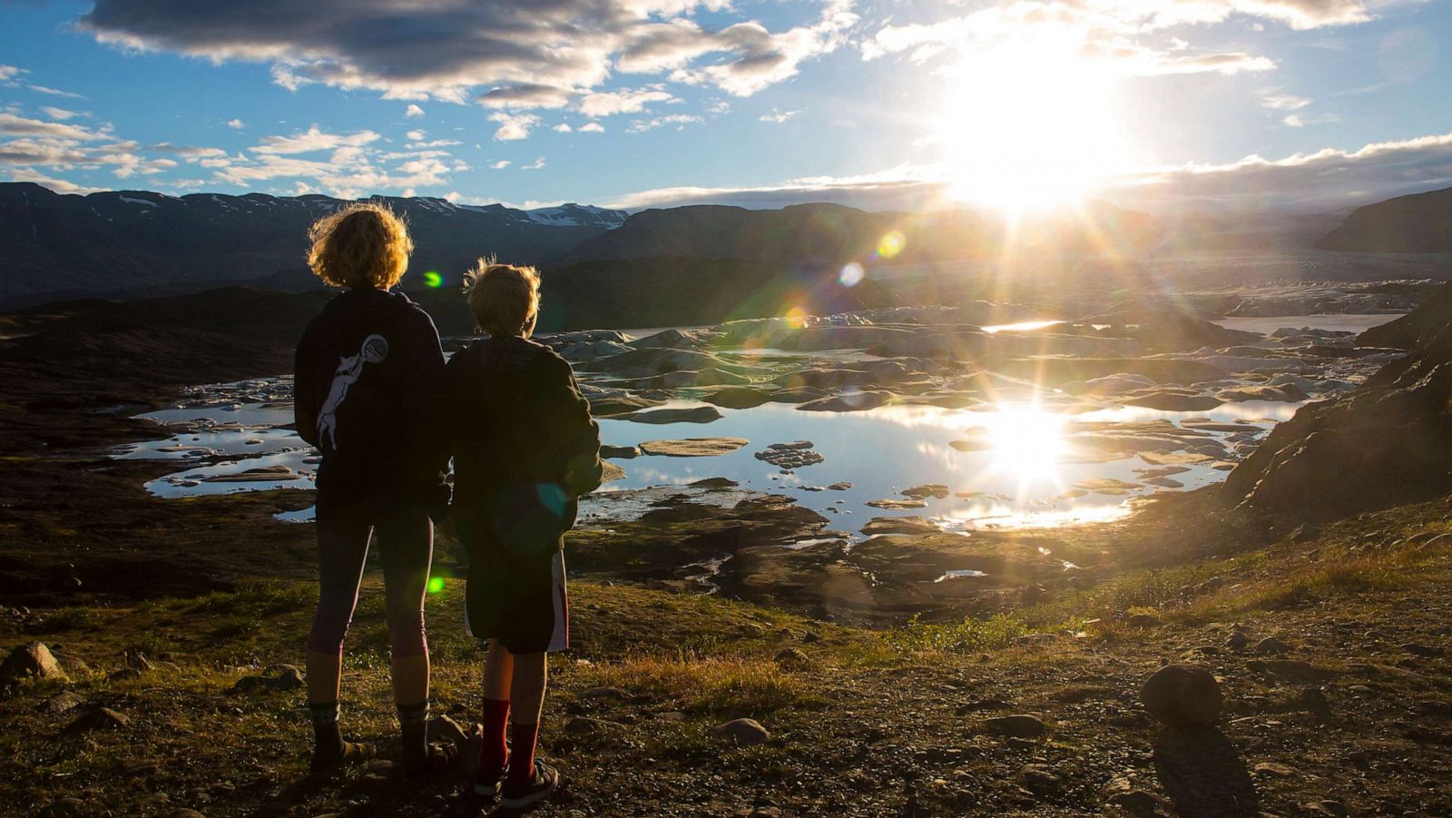 PHOTO: This undated stock photo shows two children looking at glaciers in Iceland.