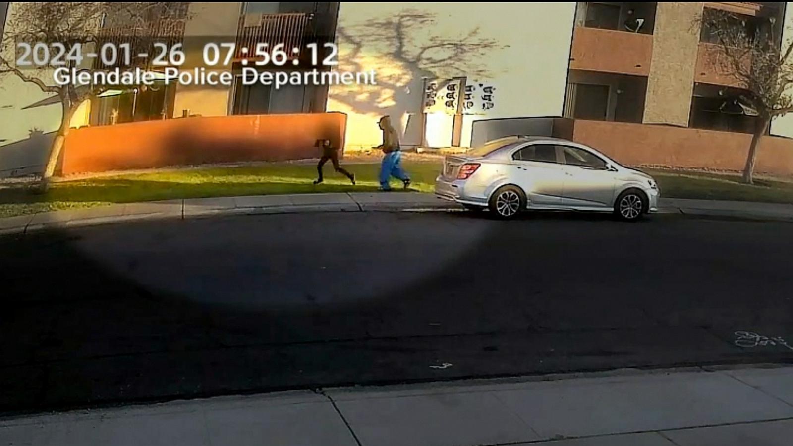 PHOTO: Surveillance video released by the Glendale Police Department shows a man chasing the 11-year-old on a sidewalk in Glendale, Az., Jan. 26, 2024.