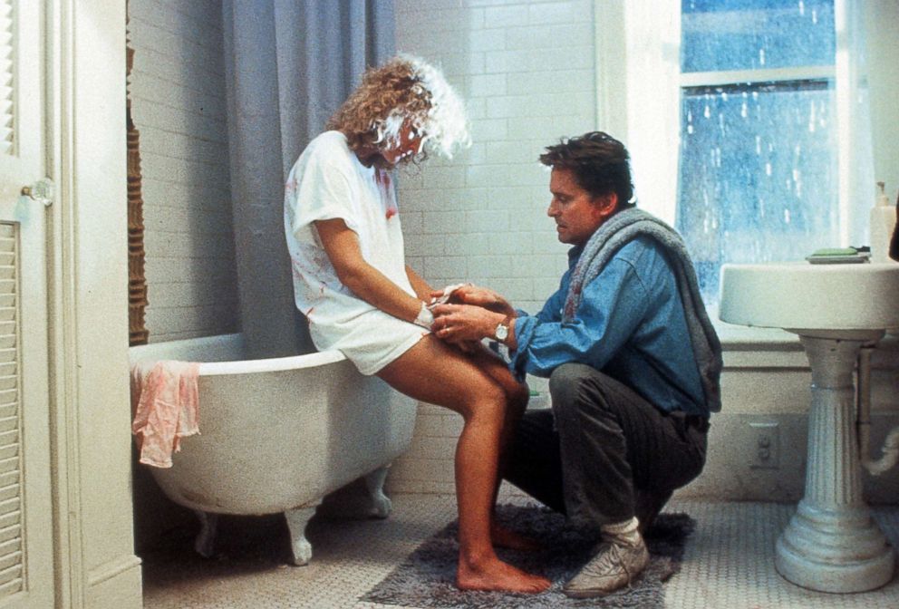 PHOTO: Glenn Close is tended to by Michael Douglas in a scene from the 1987 film "Fatal Attraction." 