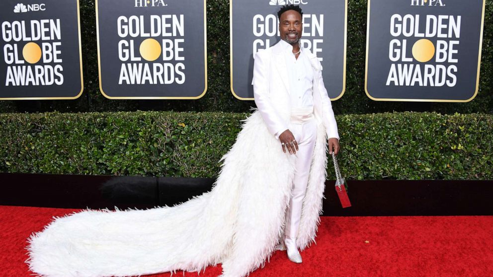 Billy Porter takes over Golden Globes red carpet in amazing feather look ABC News