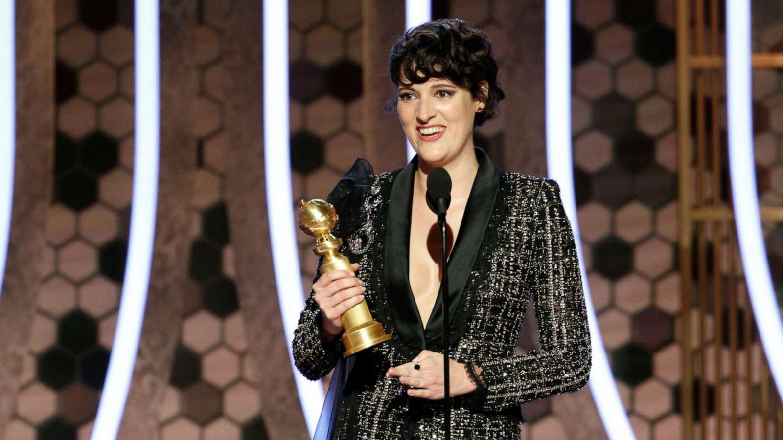 PHOTO: Phoebe Waller-Bridge accepts the award for "Fleabag" during the Golden Globe Awards on Jan. 5, 2020, in Beverly Hills, Calif.