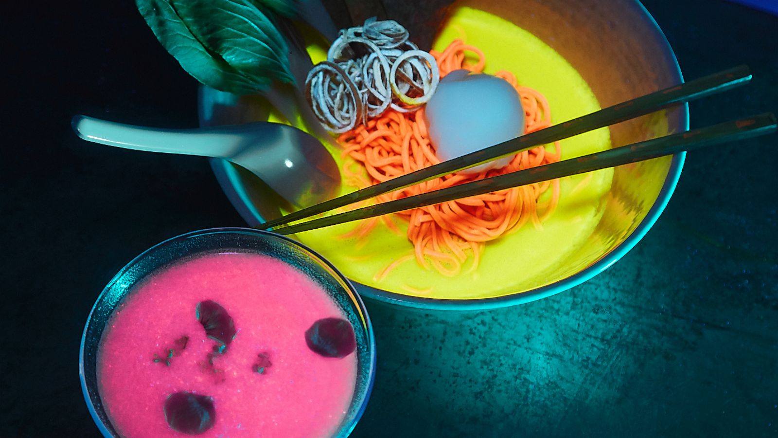 PHOTO: Food at a glow in the dark pop up shop in Los Angeles.