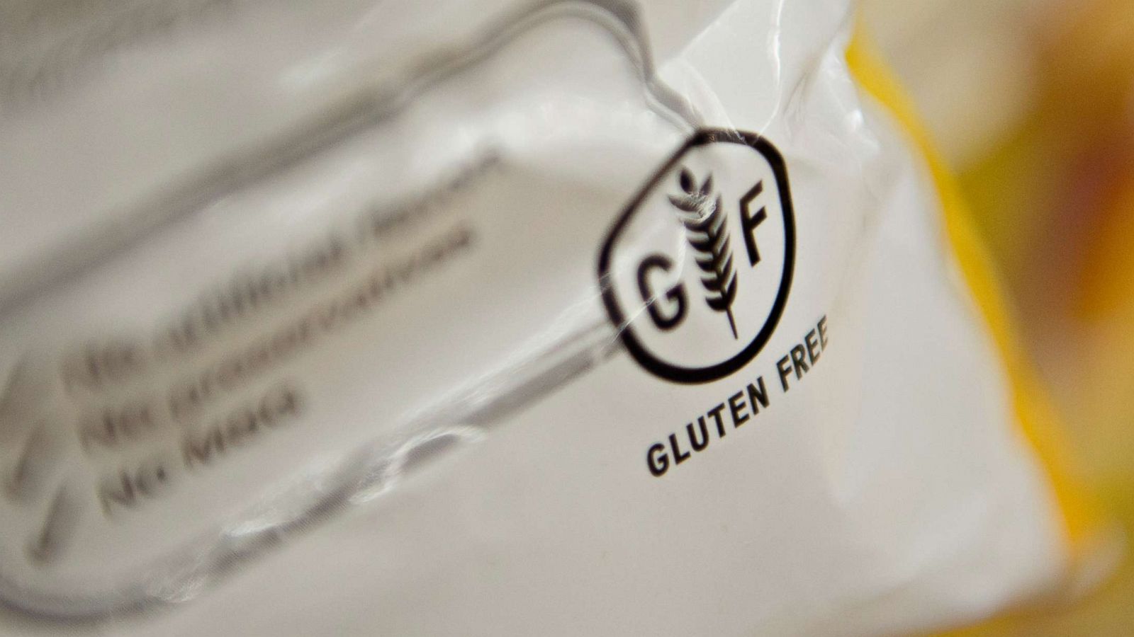 PHOTO: "Gluten Free" appears on food packaging.