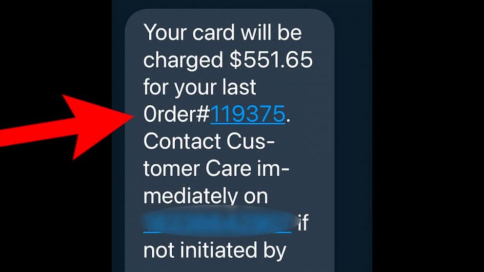 PHOTO: Amazon provided to ABC News an example of a fraudulent text that customers may receive.