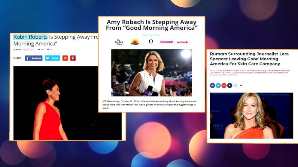 PHOTO: The images of "GMA" anchors Robin Roberts, Amy Robach and Lara Spencer were used in these fake celebrity endorsement ads for skincare companies.