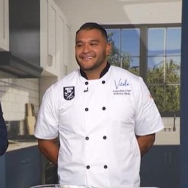 PHOTO: Chef Anthony Vitolo, right, appears on "Good Morning America" on Aug. 12, 2026.