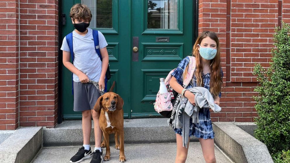 PHOTO: Dr. John Brownstein's son and daughter prepare to go to school in the 2020 school year.