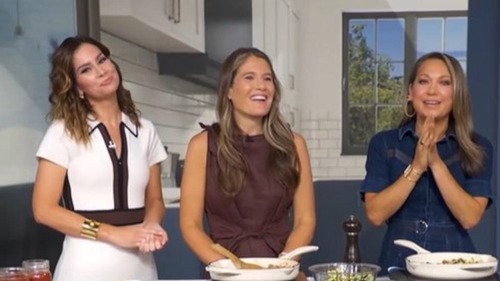 PHOTO: Cookbook author Caroline Chambers, center, appears on "Good Morning America" in New York City on Aug. 10, 2026.