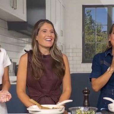 PHOTO: Cookbook author Caroline Chambers, center, appears on "Good Morning America" in New York City on Aug. 10, 2026.