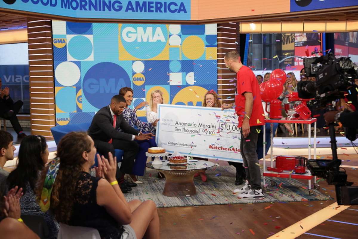 PHOTO: Anamarie Morales is surprised with $10,000 from KitchenAid on "Good Morning America."