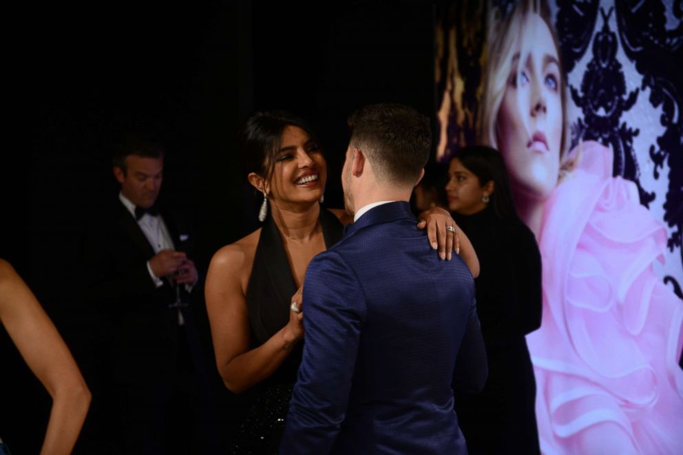 PHOTO: Priyanka Chopra and Nick Jonas share a moment at the 2019 Vanity Fair Oscar Party.