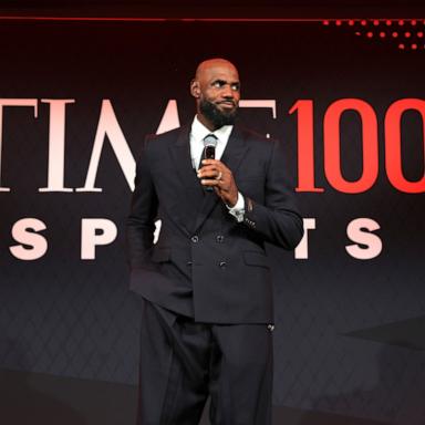 PHOTO: LeBron James speaks onstage during the TIME100 Sports Gala at Pier 60, Chelsea Piers on July 16, 2026 in New York City.