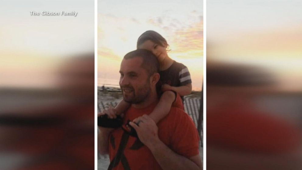 PHOTO: Wyatt Gibson poses on the shoulders of his father, Wes Gibson, in this undated family photo.