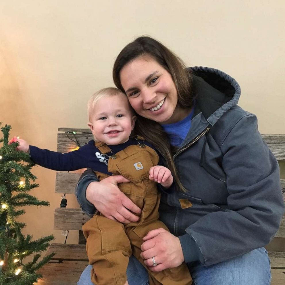 PHOTO: Halston Johnson, of Grain Valley, Mo., poses with her 19-month-old son Warren.