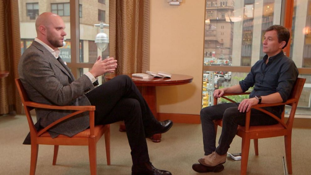 PHOTO: "Atomic Habits" author James Clear, left, speaks with ABC News' Dan Harris.