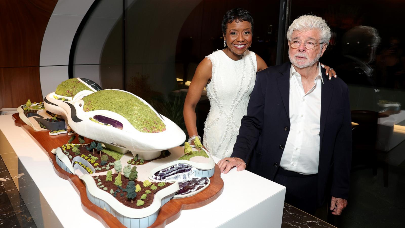 Mellody Hobson, Founder, LMNA and George Lucas, Founder, LMNA attend the Lucas Museum of Narrative Art Opening Night at Lucas Museum of Narrative Art on September 19, 2026 in Los Angeles, California.