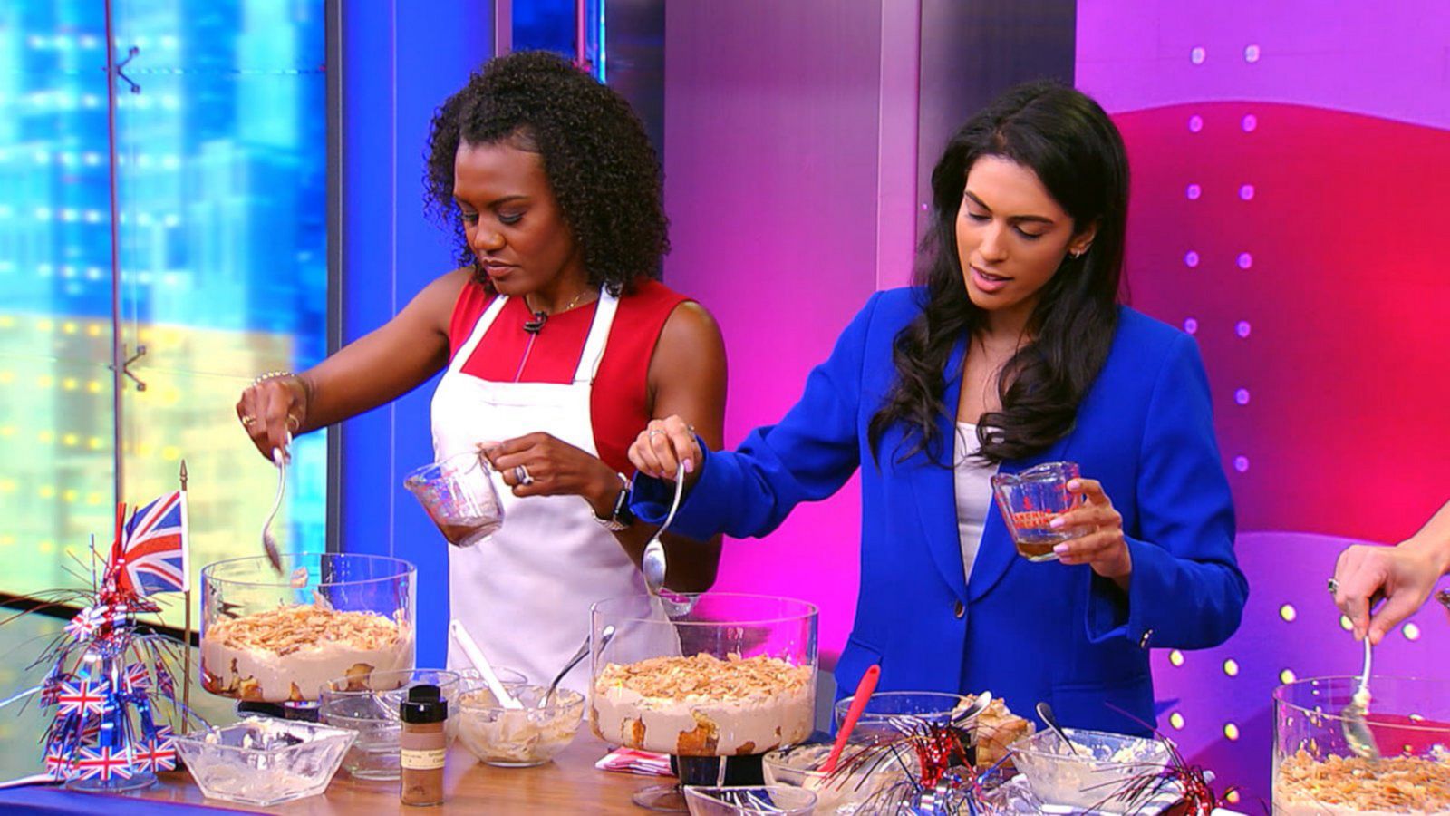 PHOTO: "Great British Bakeoff" fan favorite Crystelle Pereira shows "GMA" how to whip up a proper English trifle.