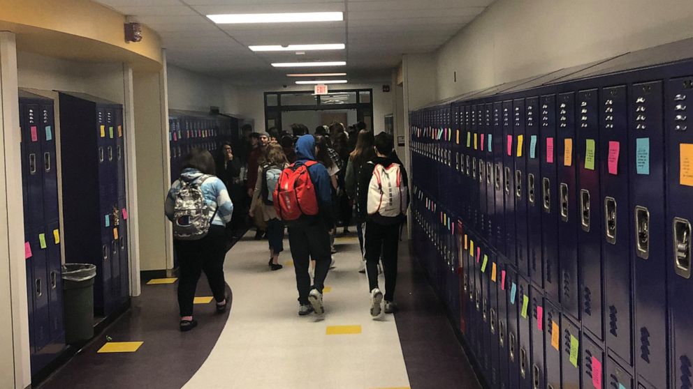 PHOTO: A parent posted 1,200 inspirational messages on students' lockers at Amsterdam High School in Amsterdam, New York.