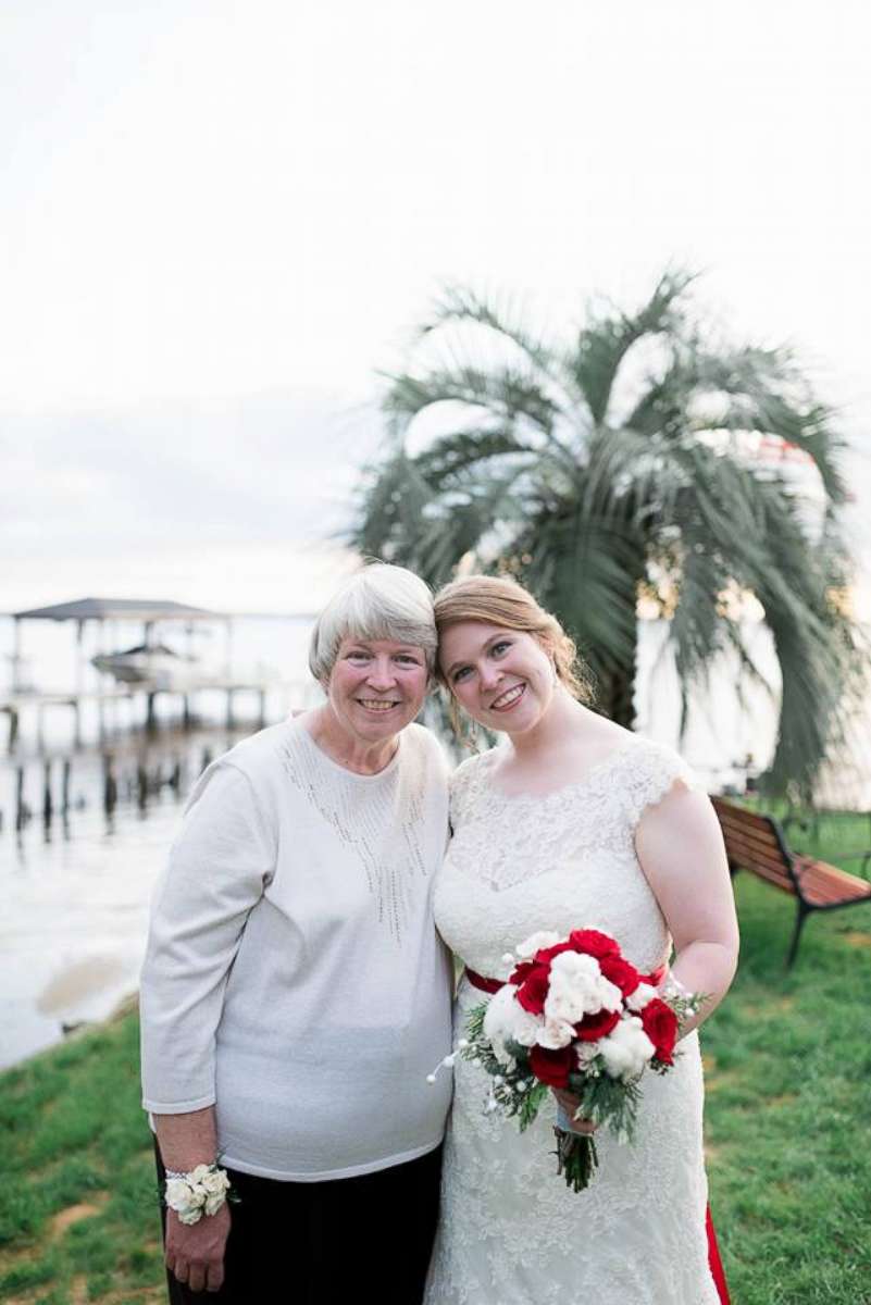 PHOTO: Haley Richardson poses on her wedding day in 2015 with her mom, Julie Mulkey.