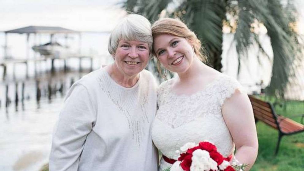 PHOTO: Haley Richardson poses on her wedding day in 2015 with her mom, Julie Mulkey.