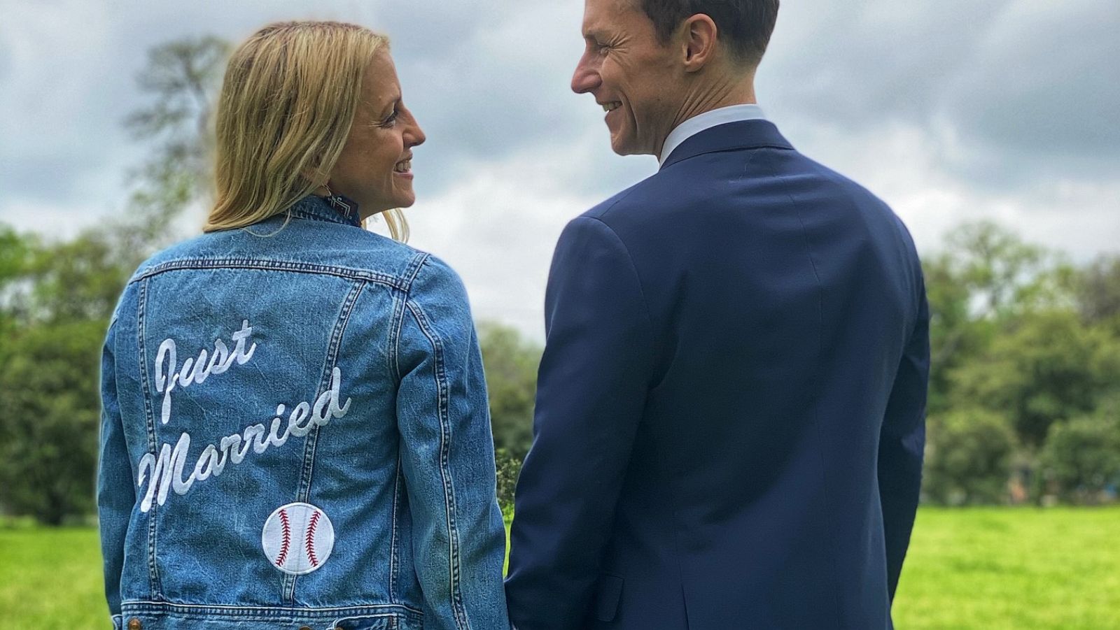 PHOTO: Katie Russell and Brand Newland pose on their wedding day, March 17, 2020, in Texas.