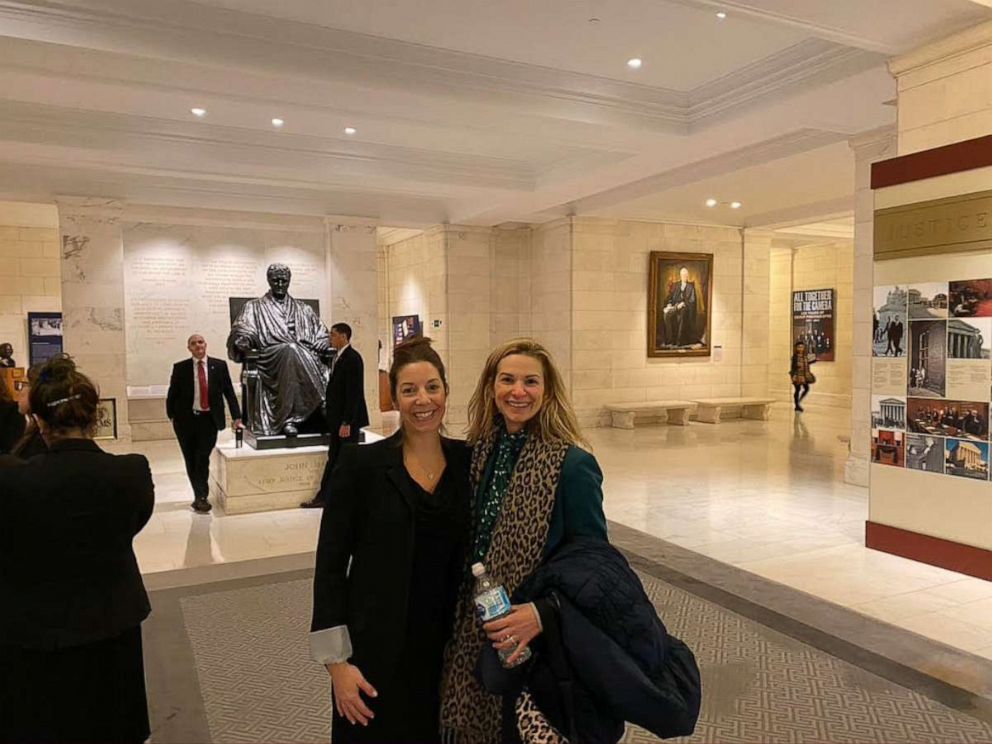 PHOTO: Kim O'Brien, right, poses with a friend at the U.S. Supreme Court in Washington, D.C.