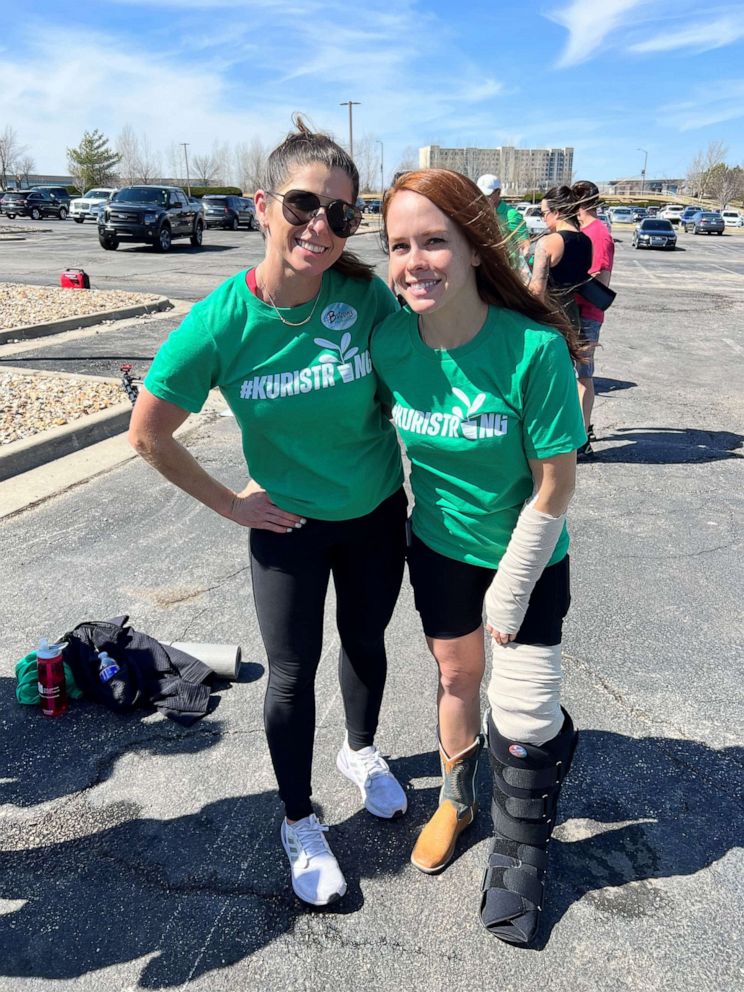 PHOTO: Crystal Parker, left, poses with Kuri Bolger at a fundraiser for Bolger on March, 20, 2022.