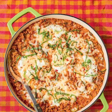 PHOTO: Lasagna-vibes turkey zucchini skillet is pictured here from Caroline Chambers' new cookbook, "What to Cook When You Don't Feel Like Cooking: Make It Fast."