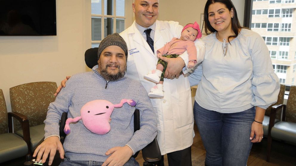 PHOTO: Visnu Gonzalez and Sahily Machado pose with their daughter. Lia, and Dr. Tomer Singer of Lenox Hill Hospital in New York City.