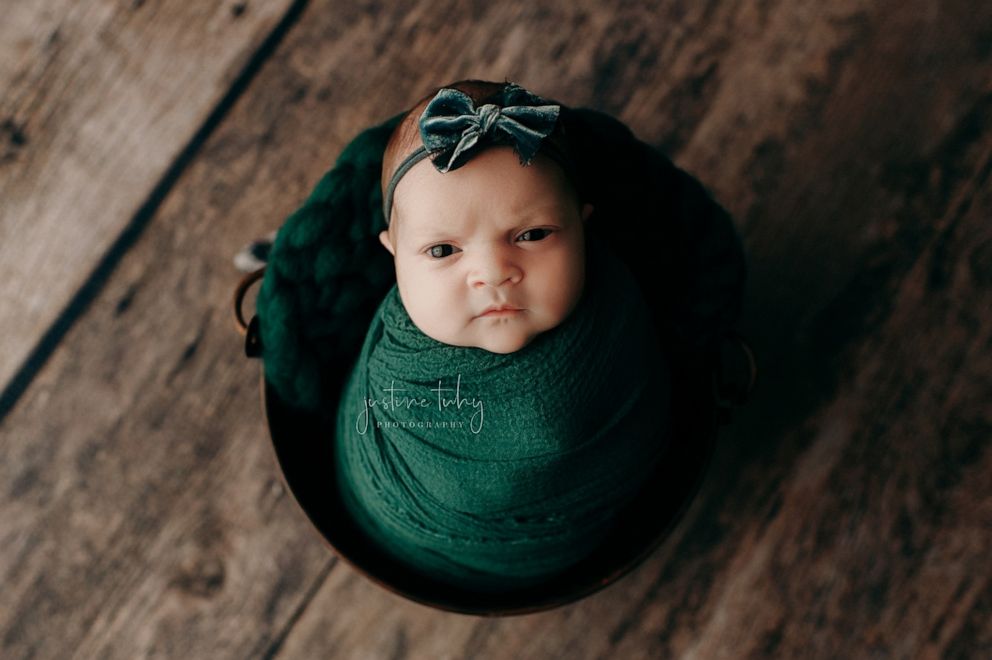 PHOTO: Luna, a 2-week-old newborn, poses for her newborn photo shoot on Dec. 2, 2019.