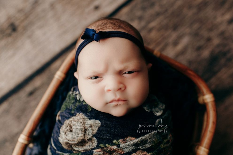 PHOTO: Luna, a 2-week-old newborn, poses for her newborn photo shoot on Dec. 2, 2019.