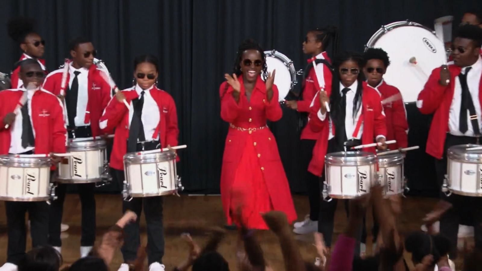 PHOTO: Lupita Nyong'o surprises students at the Coretta Scott King Leadership Academy in Atlanta, Georgia.