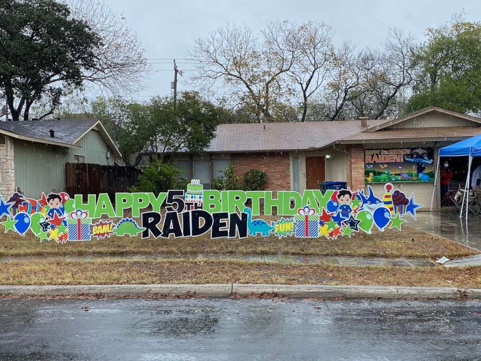 PHOTO: Raiden Gonzalez's home in San Antonio, Texas, is decorated for his fifth birthday parade.