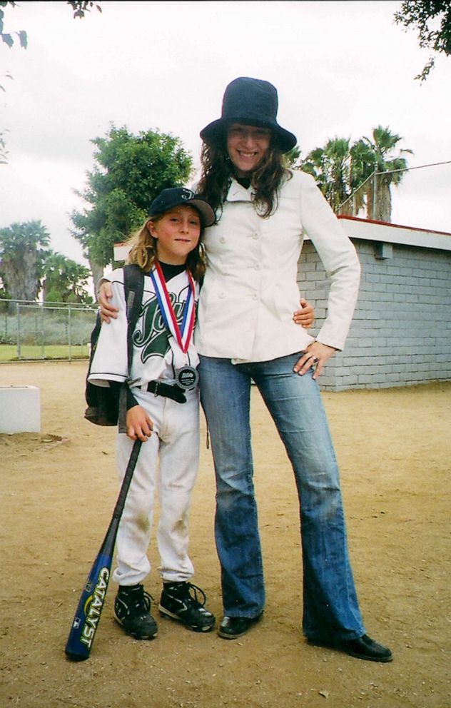 PHOTO: Annabelle and Ezra on the baseball field when they were younger.