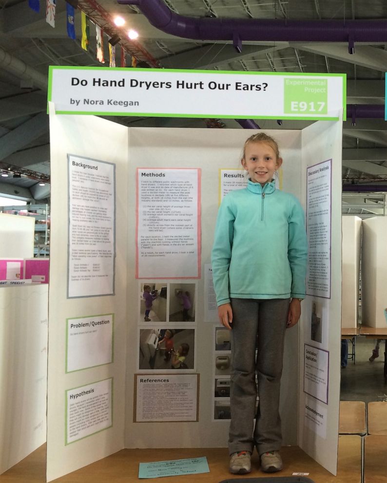 PHOTO: Nora Keegan presents her project at the Calgary Youth Science Fair in 2016.