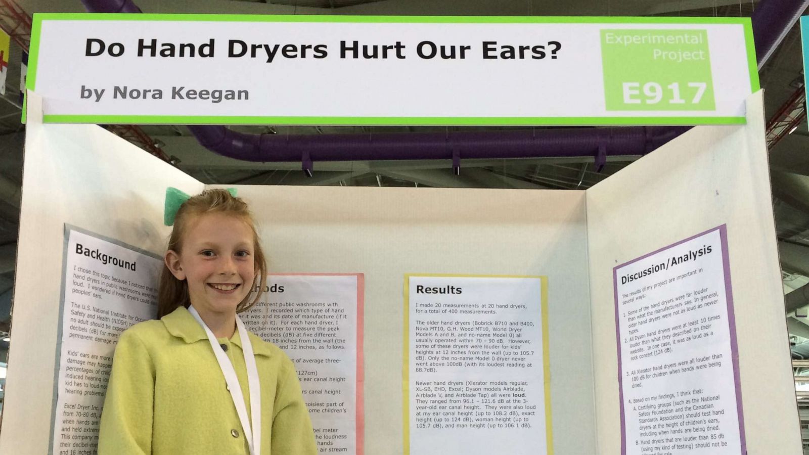 PHOTO: Nora Keegan presents her project at the Calgary Youth Science Fair in 2016.