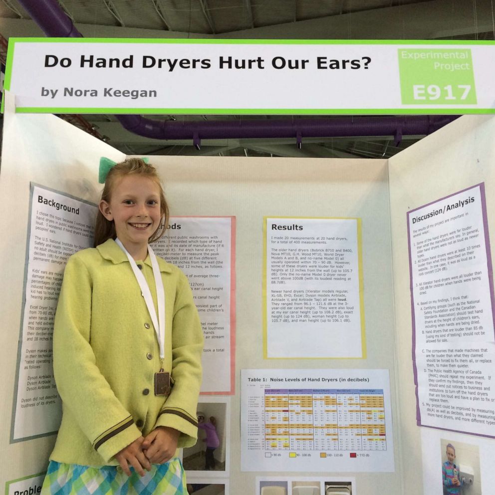 VIDEO: 13-year-old girl's research showing hand dryers can harm kids' ears gets published in scientific journal 