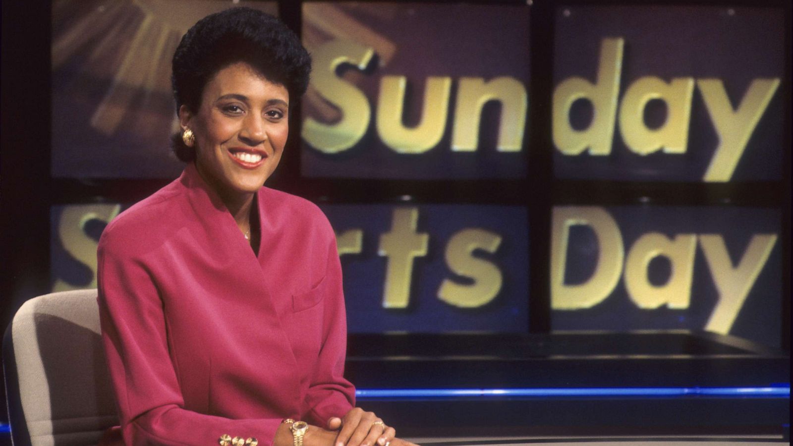 PHOTO: March 1, 1999: Robin Roberts on the "Sunday Sports Day" studio set.