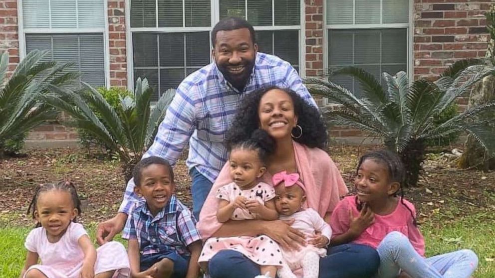 PHOTO: Samuel Mamou, of Louisiana, poses with his wife Kristen and their five children.