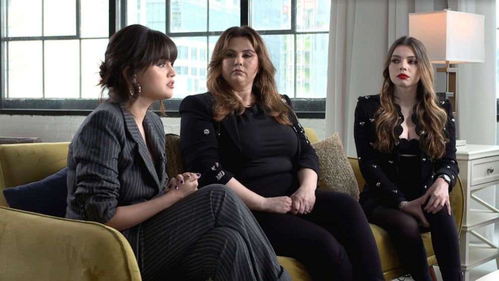 PHOTO: Selena Gomez, Mandy Teefey and Daniella Pierson are guests on ABC's "Good Morning America" on April 4, 2022. Gomez and her team are launching a new multimedia endeavor called Wondermind, which is focused on mental health.