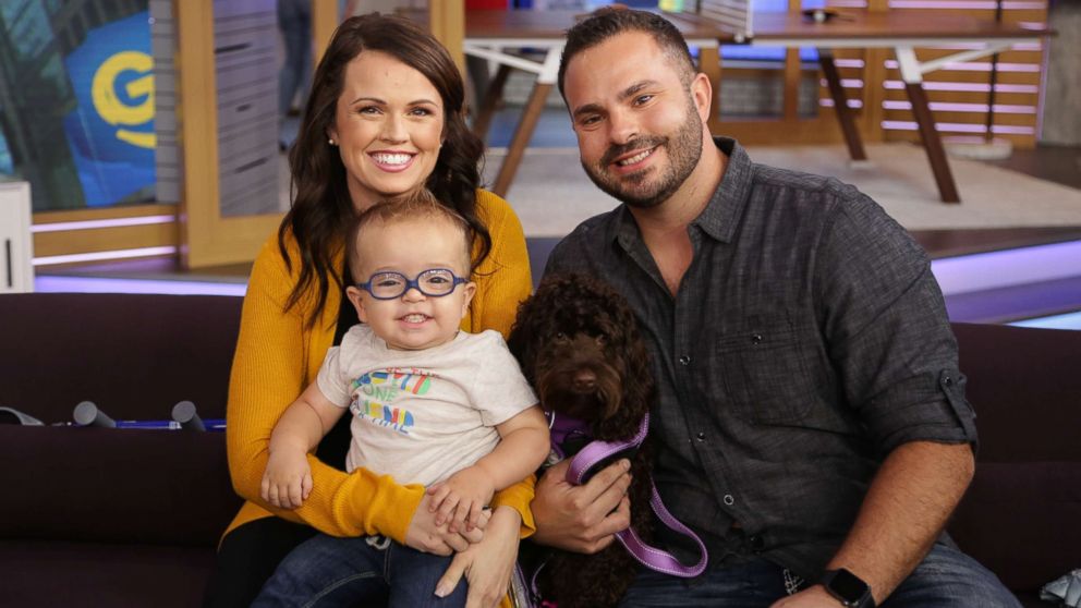 PHOTO: Roman Dinkel, 2, appears on "GMA Day" with his parents, Whitney and Adam Dinkel on Sept. 21, 2018.