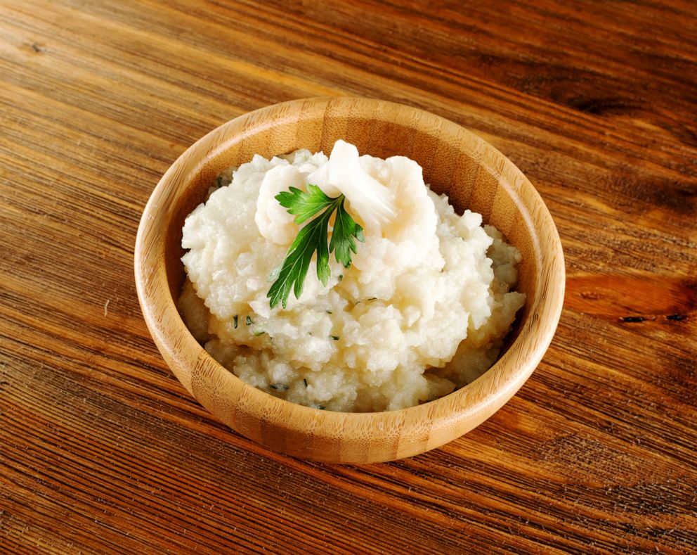 PHOTO: Mashed cauliflower is served in a wooden bowl in an undated stock image.